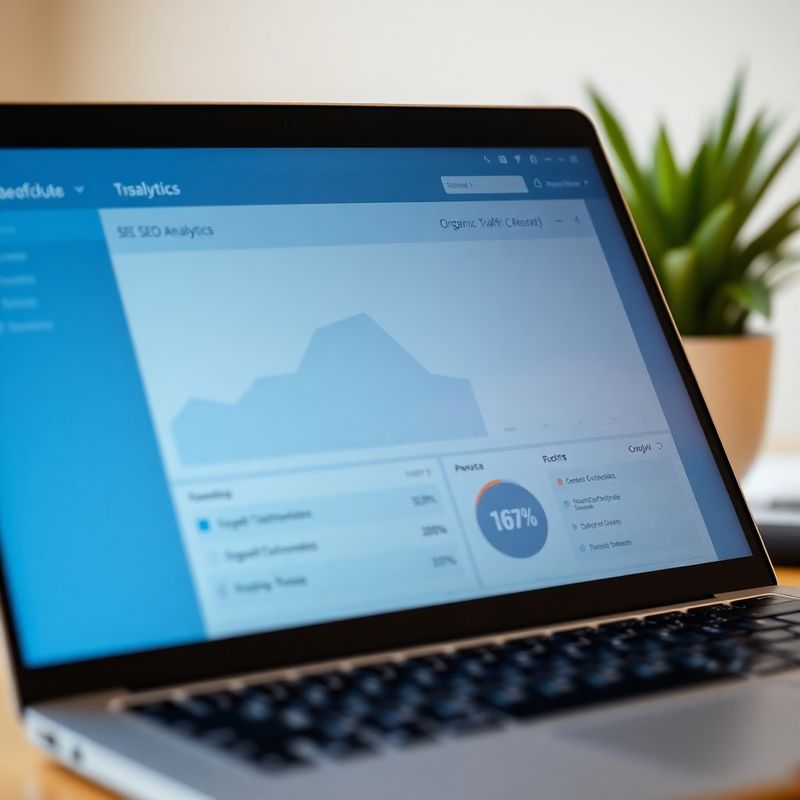 Detailný pohľad na SEO analytický dashboard s grafom organickej návštevnosti